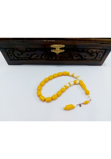 Soma Tesbih Ahmet Özdemir Usta İmzalı Sarı Bilardo Topu Tesbih 9,5 X 13