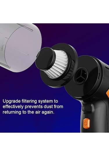 Hallow Çok Fonksiyonlu Akülü Şarj Yüksek Güç Araba Süpürgesi Sarı