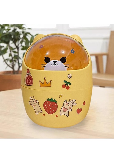Suntek Mini Çöp Kutusu Ev Kalemlik Sepeti Minik Konteyner Sarı Ayı Sarı