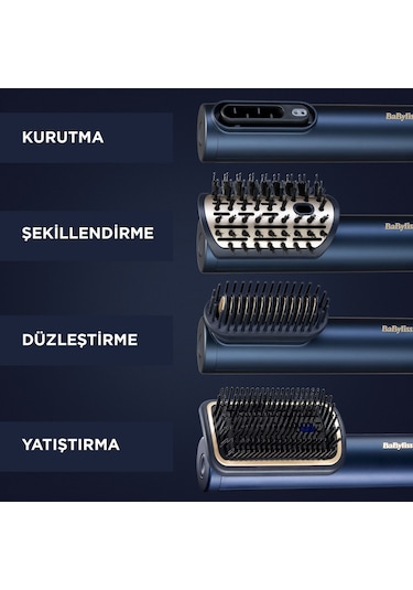 Babyliss Saç Kurutma Ve Şekillendirme Seti Air Wand, Paddle Başlık Dahil, 1600w, 3 Başlık, İyon Teknolojisi Lacivert, 3 Başlık