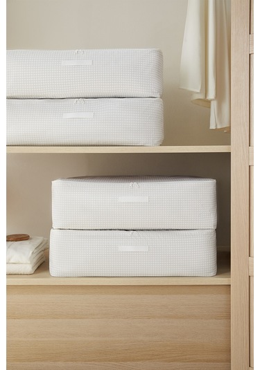 Home Wave 4'lü Mega Boy Gri Pötikare Baza Altı Hurç Set 74 x 46 x 22 cm