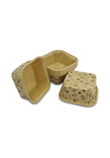Kafem Muffin Kek Kapsülü Kare Kraft Desenli 50li X 5 Paket - K33 Kahverengi