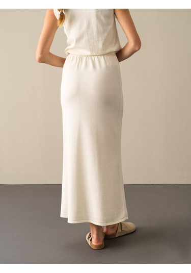 Ekru Regular Fit Triko Uzun Etek 850893 Ekru