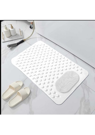 Beyaz Renk Silikon Kaymaz Tabanlı Banyo Paspası Duş Kaydırmazı Va Beyaz