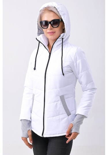 Barbora Günlük Su Geçirmez Kışlık Şişme Kadın Mont 801Beyazz