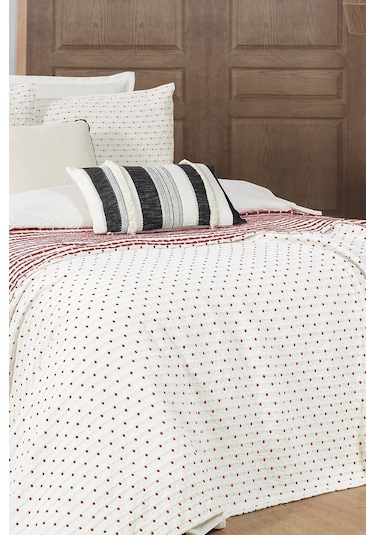 Sarev Marvin Kırmızı Çift Kişilik %100 Pamuk Yatak Örtüsü Seti