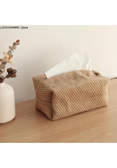 C-nordic Pamuk Keten Kumaş Sanat Doku Kutusu Tutucu Araba Doku Tutucu Masası Masa Peçete Tutucu Ev Dekor Mendil Kutusu Hediye