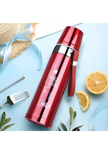 Kapris Çift Katlı Paslanmaz Çelik Termos Kırmızı 750 Ml Kap-288 Kırmızı