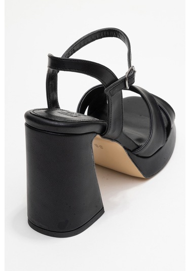 Lello Siyah Cilt Kadın Platform Topuklu Ayakkabı Siyah