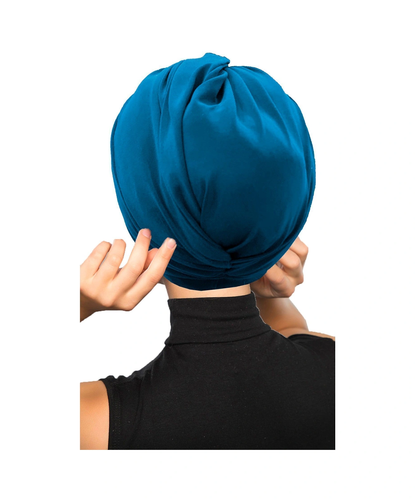 Çapraz Kancalı Petrol Hazır Türban Tesettür Dış Ve Havuz Bonesi Petrol