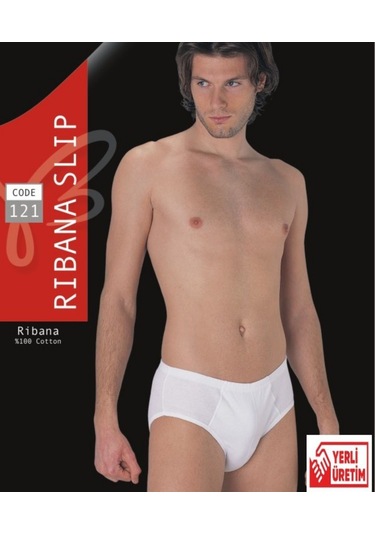 Erkek Beyaz Ribana Penye Slip % 100 Pamuklu Kilot 3'lü Paket 121-3b Beyaz