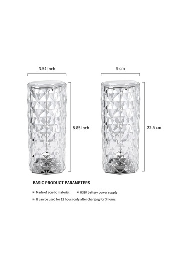 Big Rose Diamond Table Lamp Usb Charging Rgb Multi Colors Totch Lamp Kumandalı Kristal Dev Masa Lambası Rgb Renkli