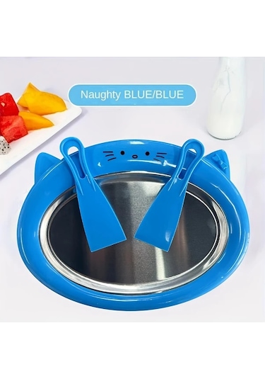 Willowhaven Mavi Gençler İçin Paslanmaz Çelik Dondurma Makinesi Dıy Yoğurt Sorbet Smoothie Kedi Tasarım