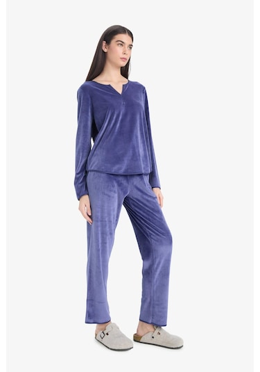 Defacto Pijama Takımı Regular Fit Uzun Kollu Velur Üst Uzun Alt-fall İn Love A3356ax25aupr160 Mor Defacto Pijama Takımı Regular Fit Uzun Kollu Velur Üst Uzun Alt-fall İn Love A3356ax25aupr160 Mor