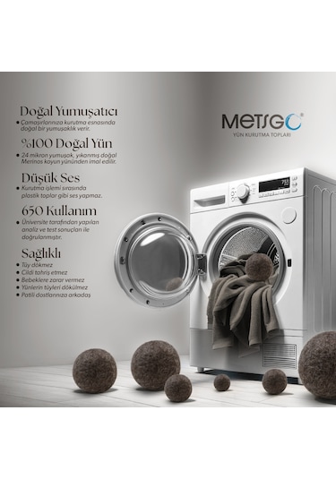 Saf Ve Doğal Yerli Üretim Koyu Renkli Yün Kurutma Topları 3 Adet