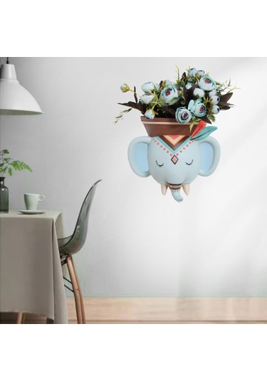 Suntek Magideal Etnik Hayvan Kafası Duvar Ekici Asılı Pot Reçine Fil