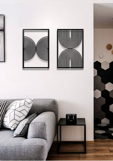 Bohem Stil Modern 2 Li Metal Duvar Dekoru Seti 60 X 75