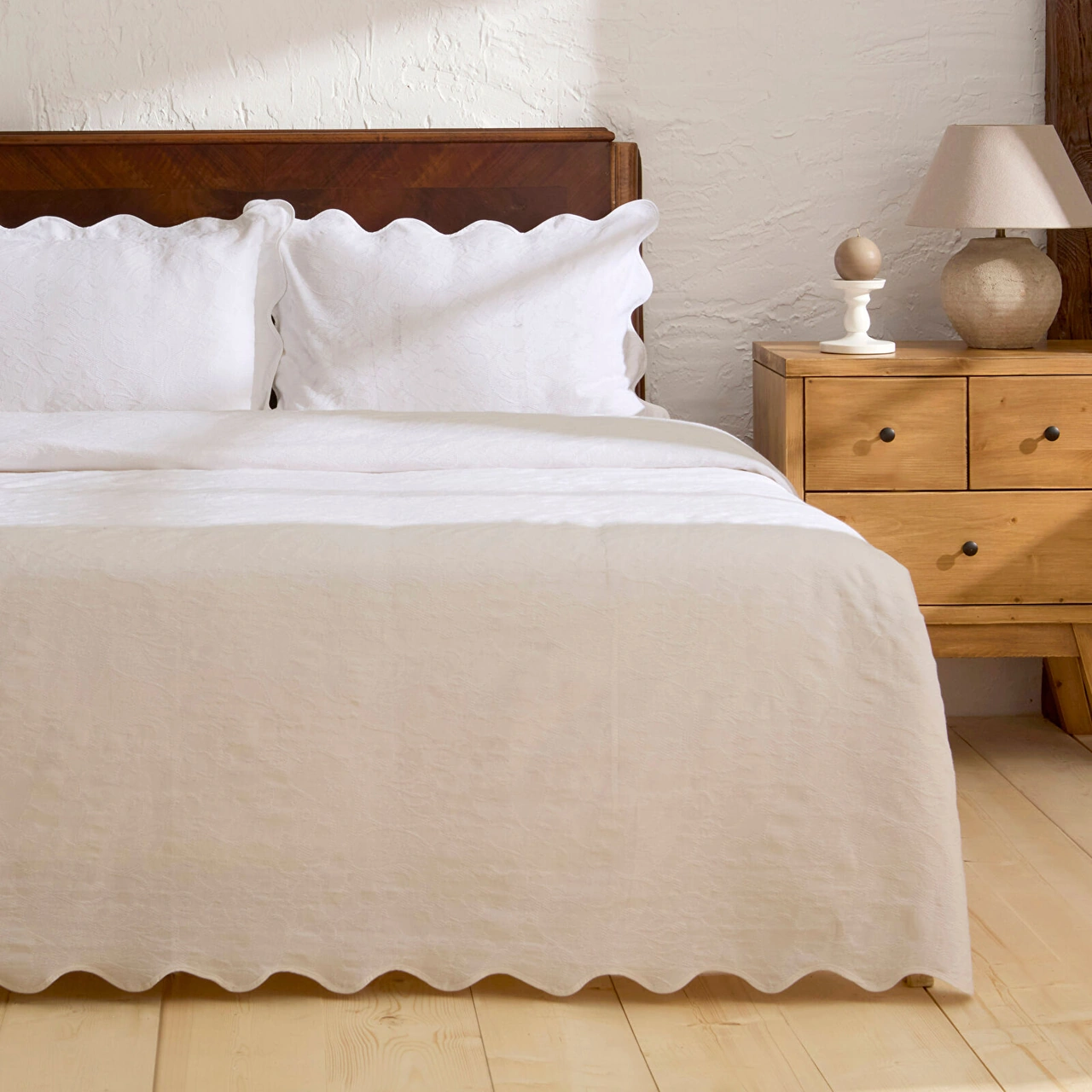 Karaca Home Marıbel %100 Pamuk Yatak Örtüsü Takımı Beyaz Beyaz