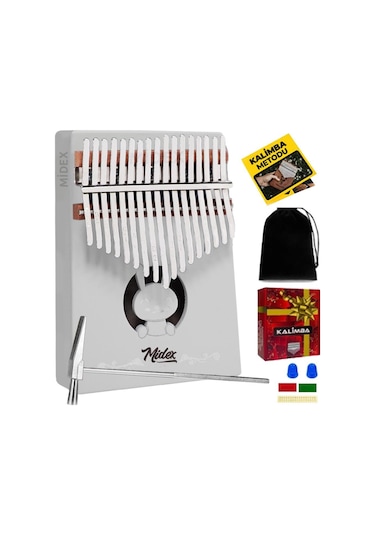 Midex Klx-550 Beyaz Renk Gerçek Ağaç Kalimba 17 Tuşlu Full Set