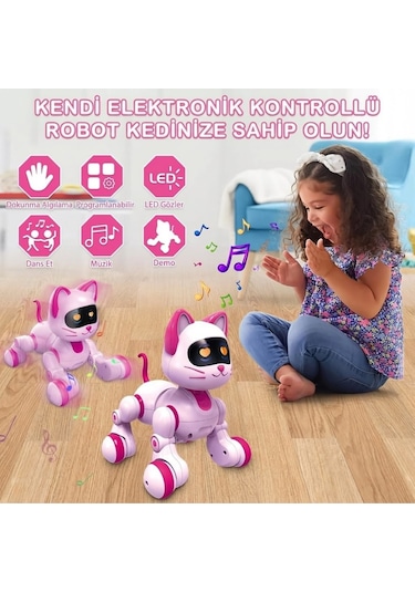 Akıllı Robot Kedi - Uzaktan Kumandalı, Dokunmatik, Programlanabilir, Dans Eden Eğitici Oyuncak Çok Renkli