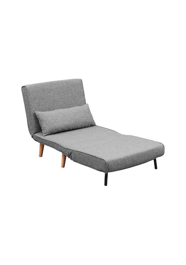 Folde 80 Tekli Yataklı Katlanır Koltuk Keten Açık Gri Açık Gri