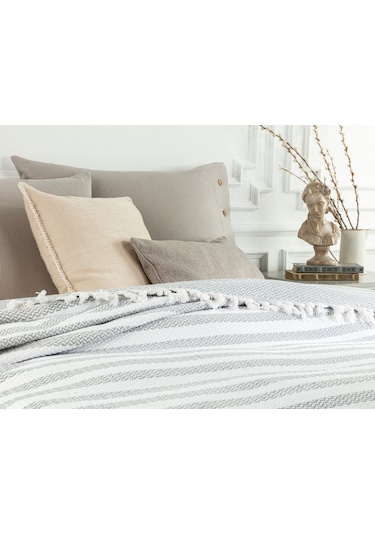 Madame Coco Sheryl Çift Kişilik Yatak Örtüsü 1kyoks0172çift Kişilik-beyaz/gri Beyaz Gri