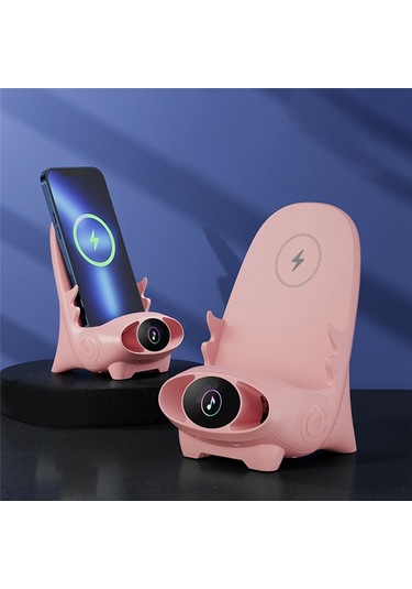 Sandalye Standı Manyetik Emişli Telefon Tutucu 15w Kablosuz Şarj Cihazı, Beyaz Beyaz