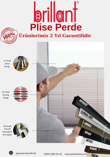 Plise Perde Brillant Marka 14 Renk Seçeeği 1. Kalite Beyaz