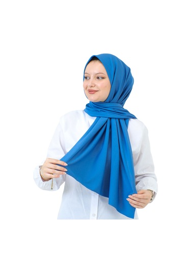 Şal Zarif Başörtüsü Eşarp Tesettür Giyim Uzun Abiyelik İndigo