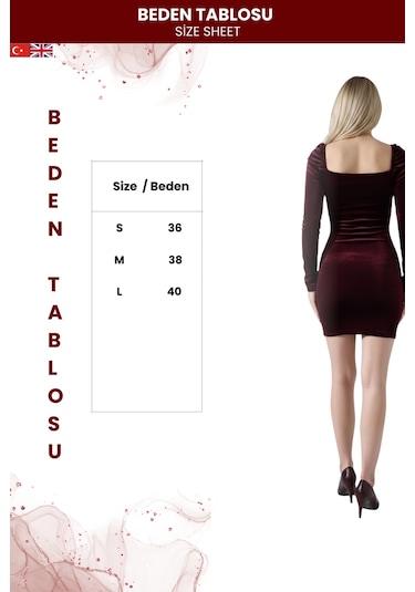 Zedefx Kadın Slim Fit Zarif Elbise Bordo