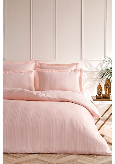 Puffy Melvin Çift Kişilik XL Bambu Saten Nevresim Takımı - Pudra