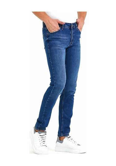 Digital Jeans Erkek Slim Fit Dar Kesim Dar Paça Kot Panto Koyu Mavi Açık Gri