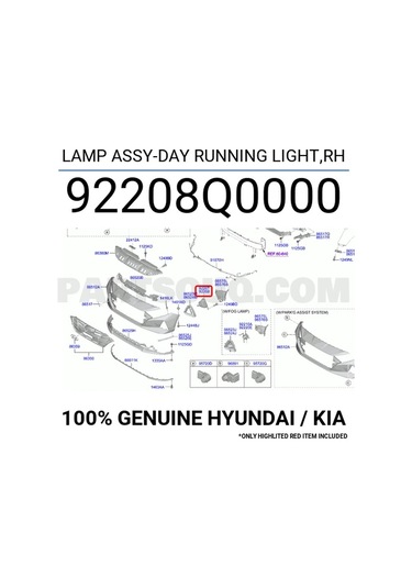 İ20 Gündüz Farı Sisli Sağ 2020- Oem No 92208q0000