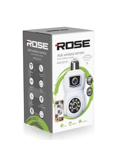 Rose Ahd-30125 Akıllı Wireless Ampül Kamera 360derece Hareketli Çift Kameralı