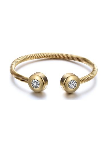 Kişiye Özel Kablolu Simetrik Yuvarlak Açılan İşlemeli Zirkonyum Bileklik