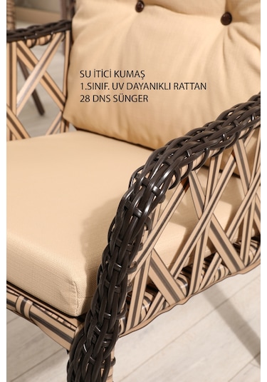 Lumisgarden Neva Rattan Bahçe Takımı 2+1+1 +masa Kahverengi