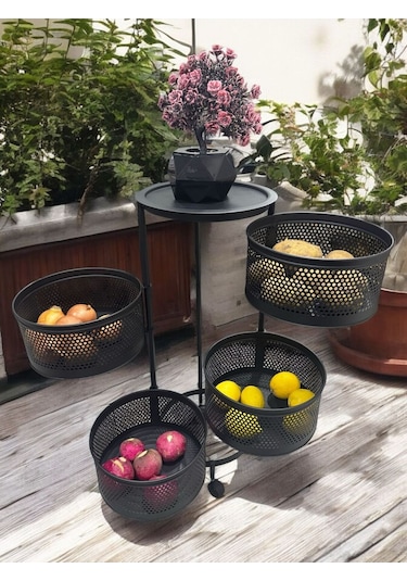 Magic Objects 4 Katlı Siyah Açılır Kapanır Sebzelik Siyah