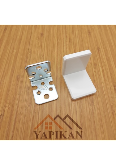 4 ad. Dekoratif Beyaz Kapaklı Ağır Dolap Duvar Sabitleme Aparatı - Mobilya Askı Elemanı