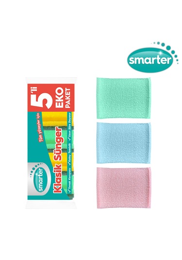 Smarter Klasik Bulaşık Süngeri 5 li + Pratik Sünger 3 lü
