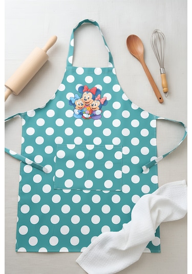 Su Yeşili Gabardin Puantiyeli Kumaş Mutfak Aşçı Önlüğü Master Chef Su Yeşili