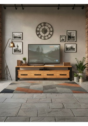 Raweyn Sea Doğal Ahşap Tv Ünitesi - 220cm Açık Ceviz