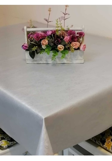 Elyaflı Pvc Muşamba - Desenli Silinebilir Masa Örtüsü 02mrl76c Gri