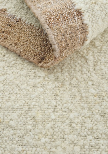 Cool Halı Wool 01 Natural Yün Halı Jüt Halı Yolluk El Dokuma Jüt Kilim Hasır Halı Bohem El Halısı Krem Halı Krem - Natural