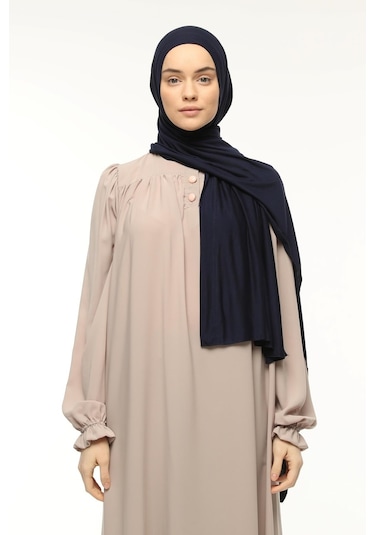 Hazır Pratik Geçmeli Lüks Düz Penye Şal Çapraz Hizalı Lacivert