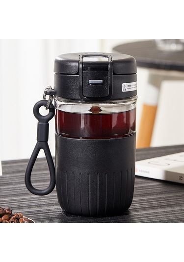 Aurora Yüksek Sıcaklıga Dayanıklıcam Bardak, Kaymaönlici Bardağı Kapağı, Su Bardağı, Pipet, "dan İçmeçiftçi" Kullan Siyah