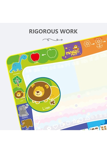 Geeksen 120x90cm Büyük Boy Çocuk Su Tablosu - Temiz Su İle Çizim, Yeniden Kullanılabilir, Eğitici Oyuncak, Tam Set C 47"x35" Çok Renkli