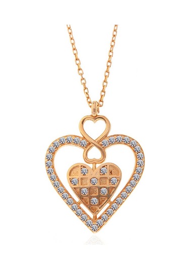 925 Ayar Gümüş Rose Kalp Sonsuzluk Kadın Kolye Gümüş