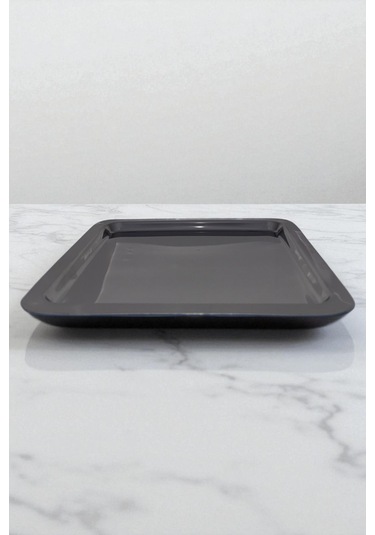 6'lı Metal Sade Sunum Tepsi Seti Paslanmaz Parlak Kare 22 Cm Gümüş