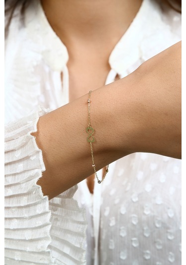 14 Ayar Altın Dorika Sonsuzluk Bileklik - 17 Cm / Sonsuzluk - Sarı Sarı Altın