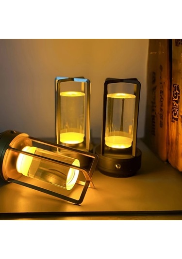 Honeybeeshop 1 Adet Gümüş Şarj Edilebilir Kristal Masa Lambası 2000mah Led Vintage Kablosuz Işık İç Dış Mekan Kamp Dekorasyon